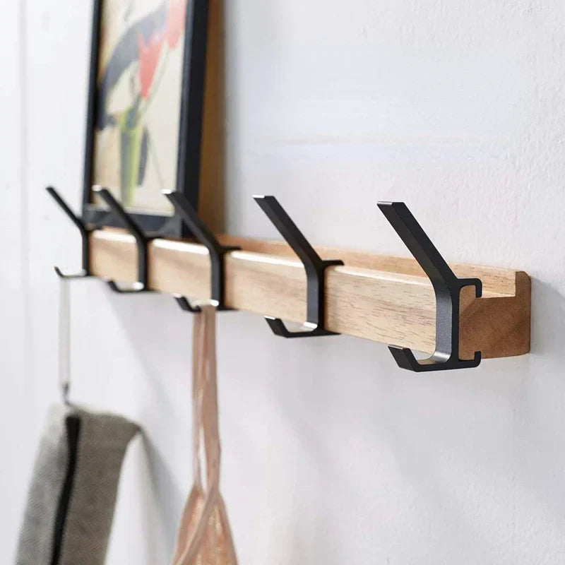 Vægknagerække Sort – Justerbare Kroge – 40 cm – Skandinavisk Design