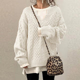 Oversized Strikket Sweater med Rund Hals