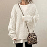 Oversized Strikket Sweater med Rund Hals
