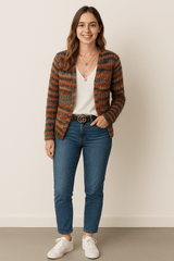 Farverig Strikket Vest: Varm og Stilfuld