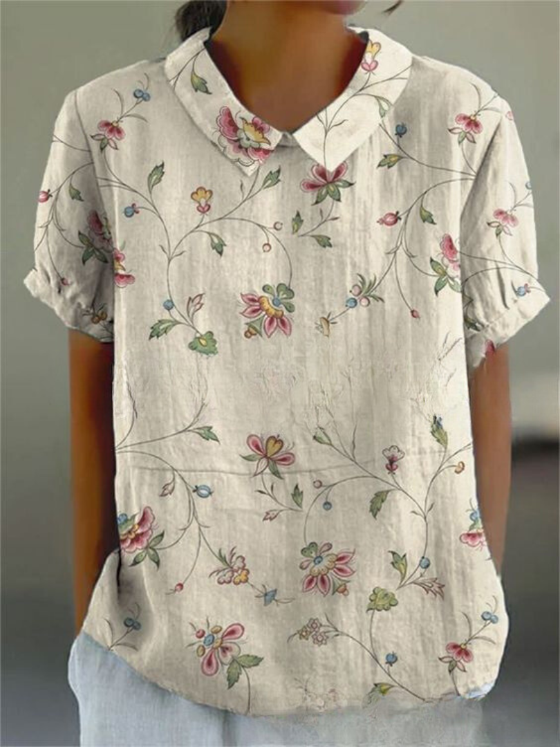 Vintage Blomsterbluse Dame | Komfortabel Pasform