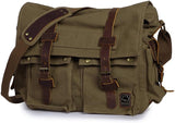 Vintage Canvas Messenger Taske til Laptops 13-17 Tommer Grøn