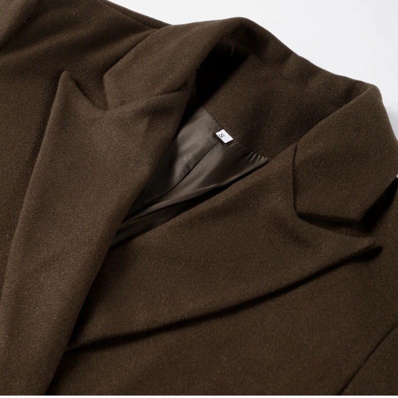 Dame Lang Elegant Frakke – Stilfuld Overfrakke med Klassisk Snit