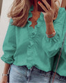 Bluse med Flæser og V-hals - Elegante Kantdetaljer