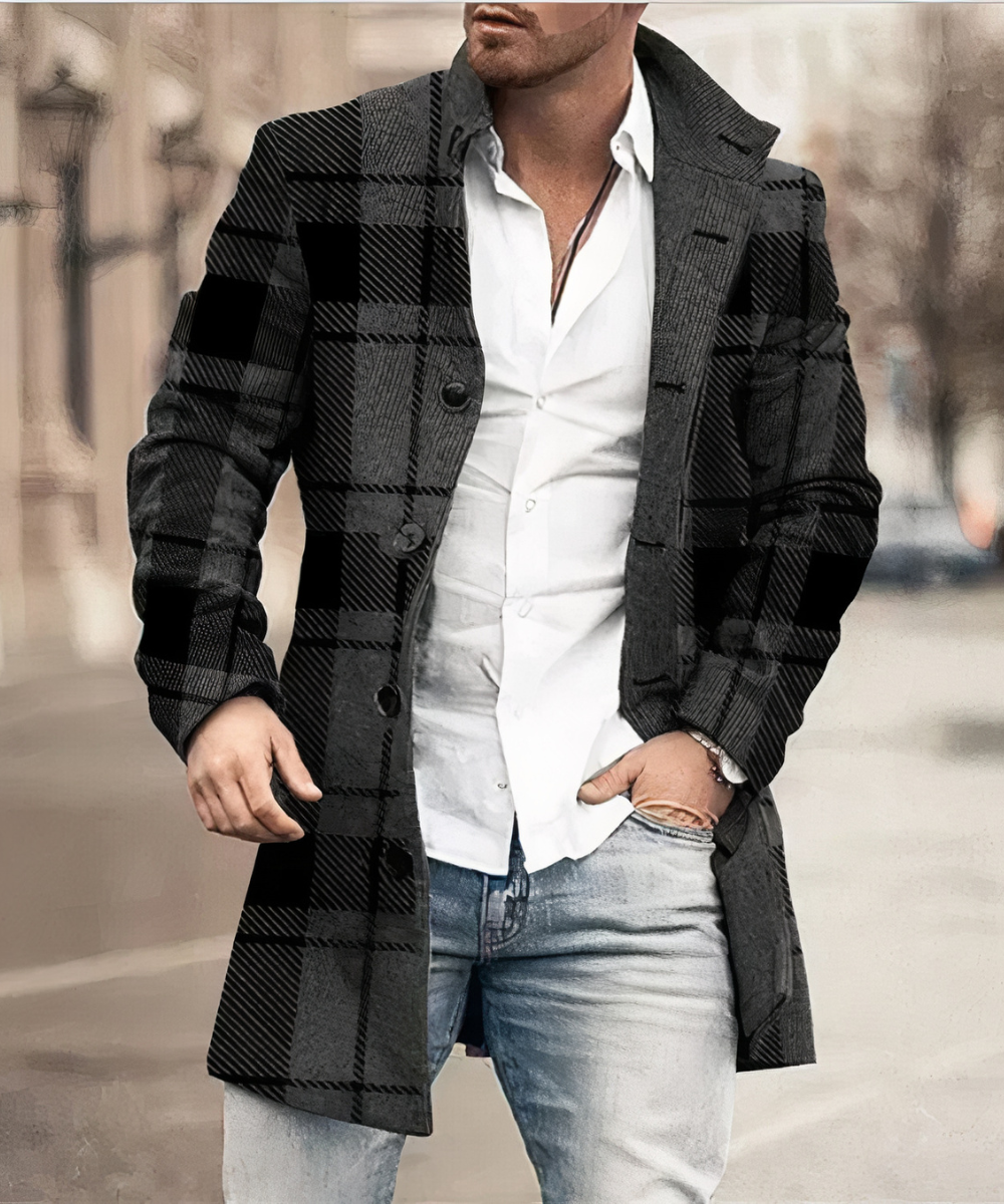 Men's Long Coat – Stylish Elegant Overcoat for Autumn & Winter