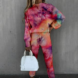 Dame Loungewear Sæt – Blødt To-delt Sæt med Stjerneprint