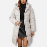 Damen Lange Wattierte Jacke – Warme Winterjacke mit Kapuze