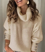 Let Rullekrave Pullover til Damer med Stilfulde Detaljer