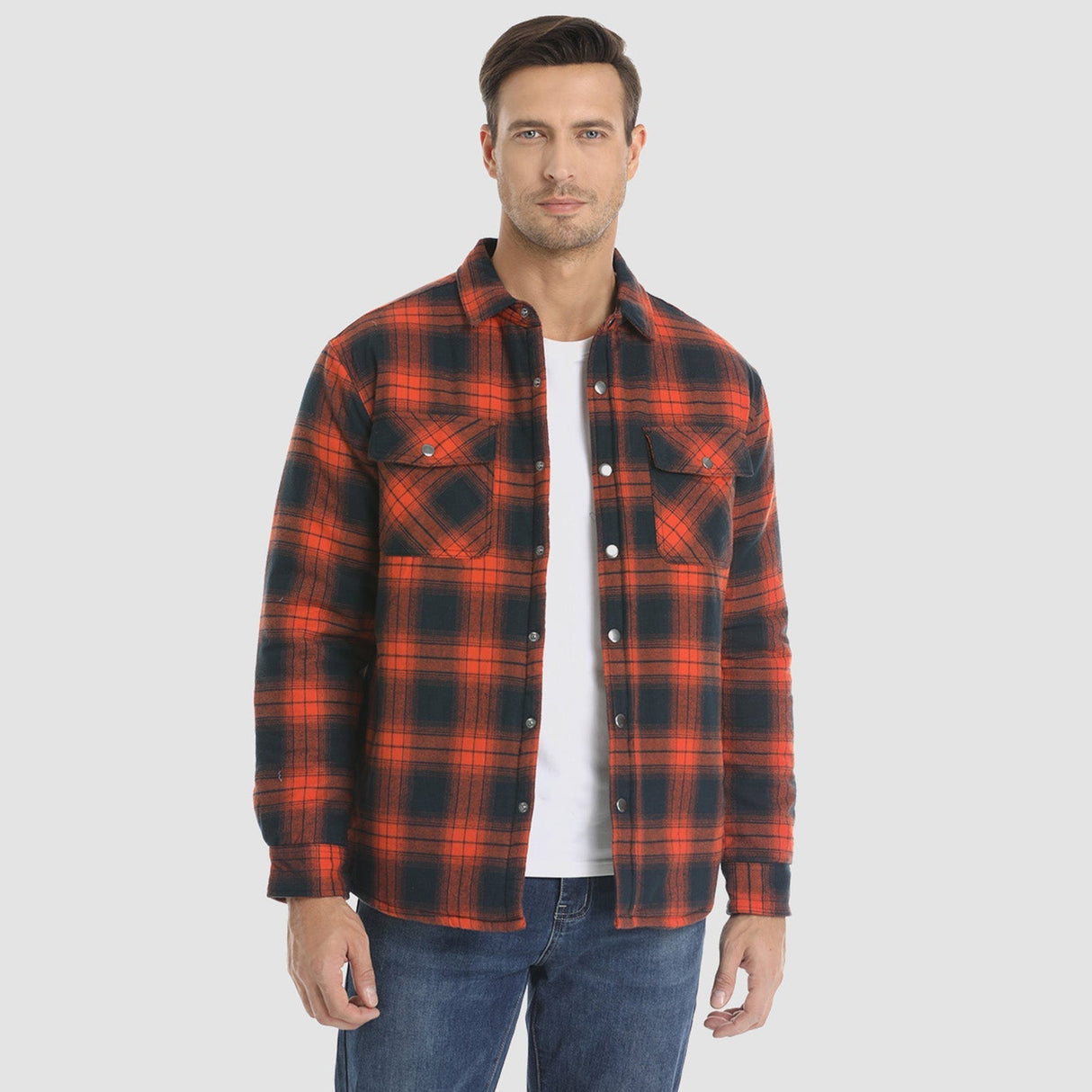 Herre Flannel Vintervest med Vatteret Foring