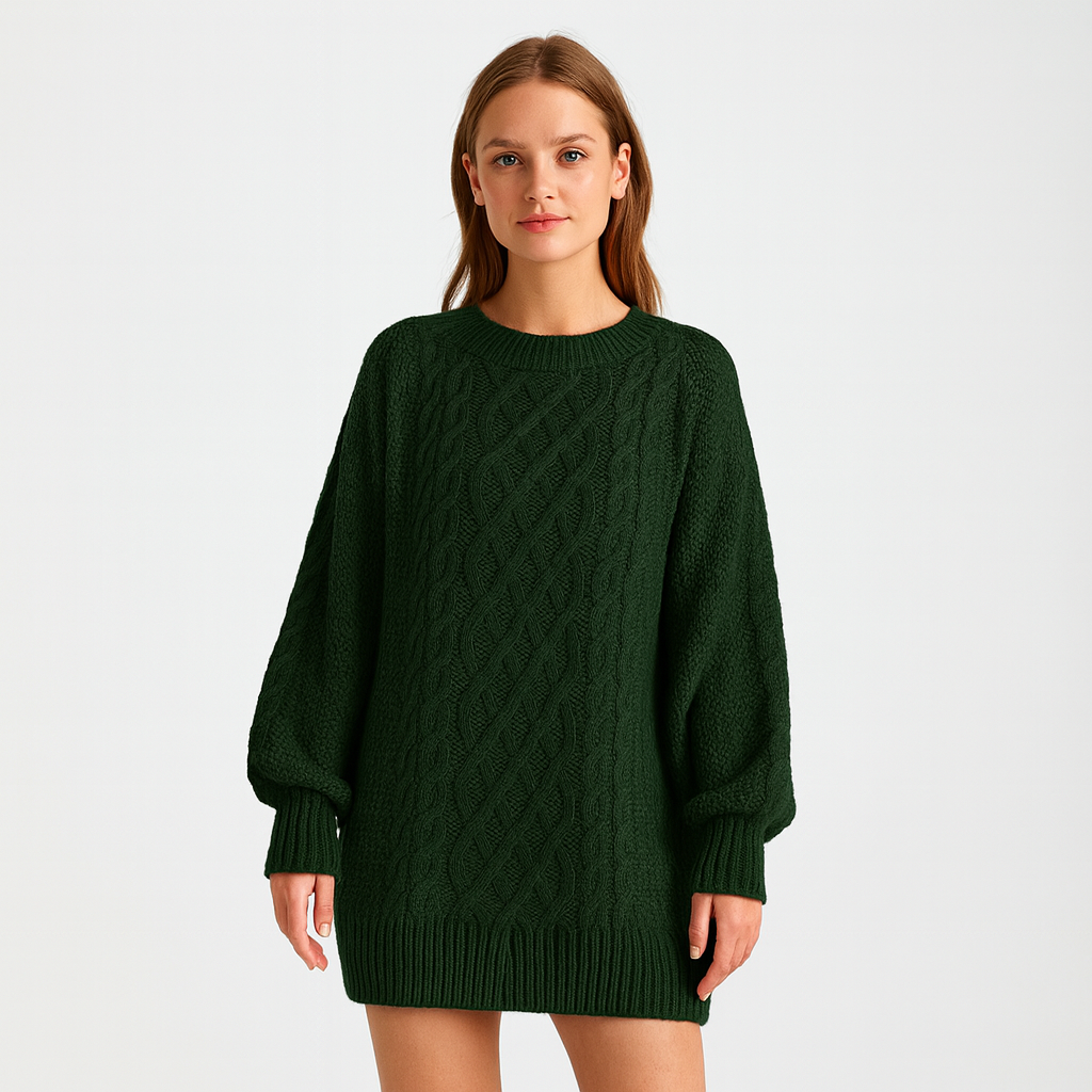 Strikket Sweaterkjole til Damer – Varm, Stilfuld & Komfortabel