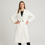 Dame Lang Frakke med Reverskrave – Elegant, Klassisk & Stilfuld