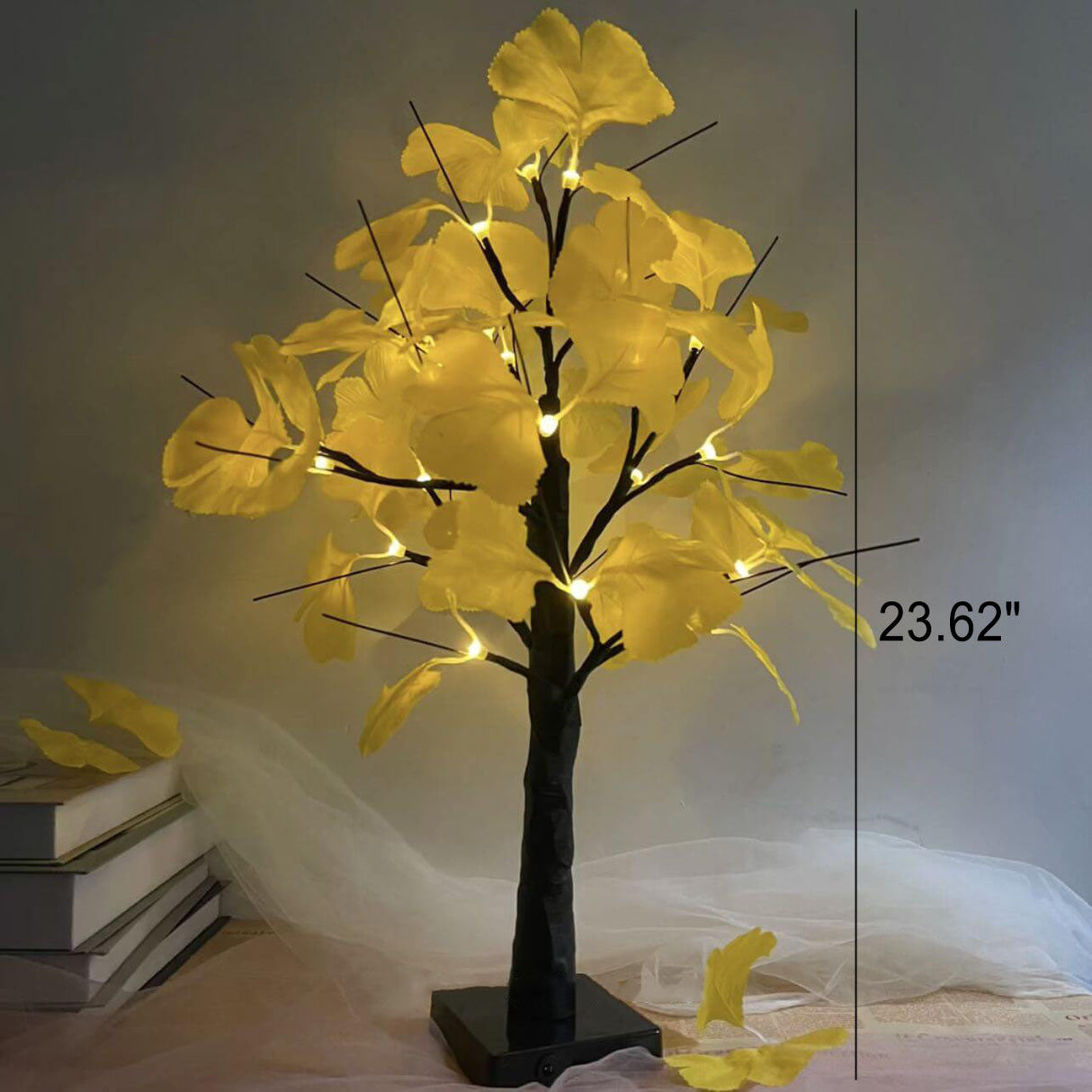 LED Ginkgo bordlampe 60cm dekoration hvid gul moderne batteribelysning integreret LED