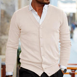 Herre Cardigan med V-Hals og Knapper - Stilfuld og Komfortabel