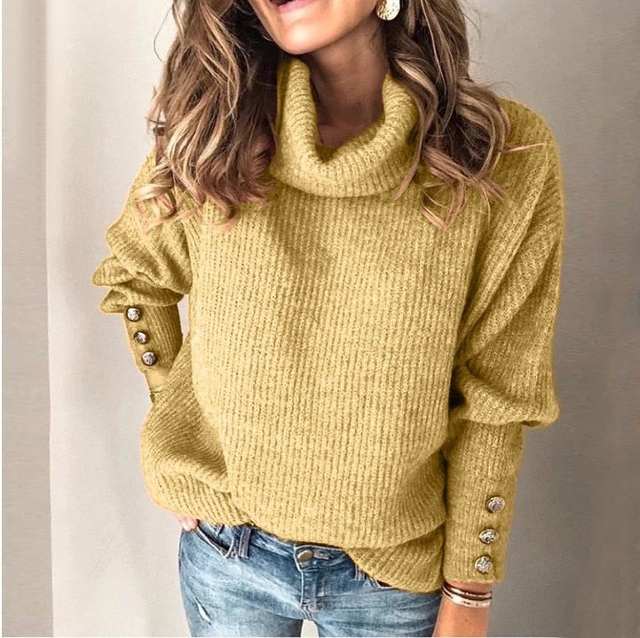 Dame Turtleneck Pullover – Light Warm Sweater with High Collar