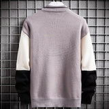 Varm Blød Patchwork Sweater Slim Fit Rund Hals