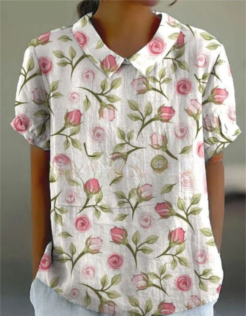 Vintage Blomsterbluse Dame | Komfortabel Pasform
