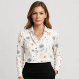 Damebluse med blomsterprint – Elegant og stilfuld pasform