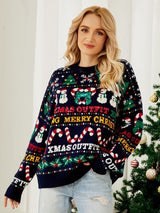Women's Christmas Sweater – Fun Winter Jumper with All-Over Christmas Print