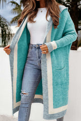 Dame Hoodie Cardigan med Kontrastdesign – Lange Efterårskardiganer