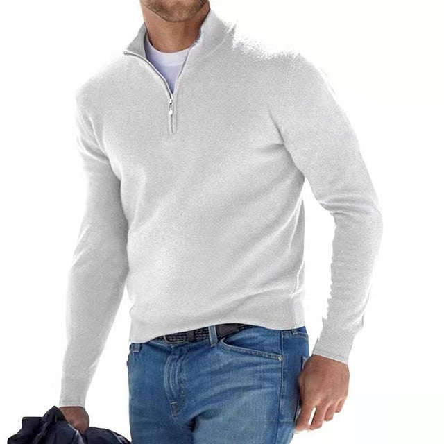 Herre V-hals sweater i blød bomuldsblanding - Tidssøs stil og komfort