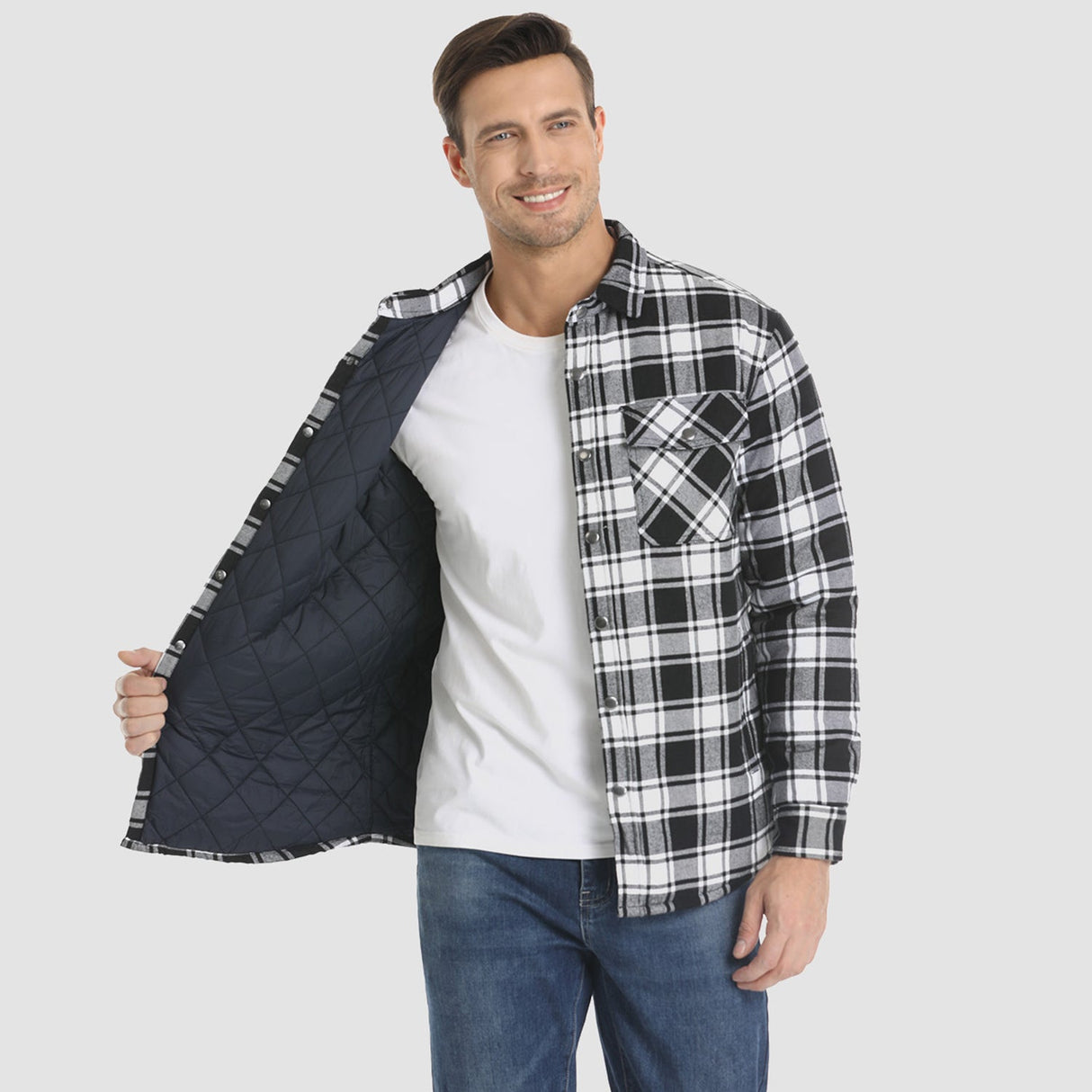 Herre Flannel Vintervest med Vatteret Foring