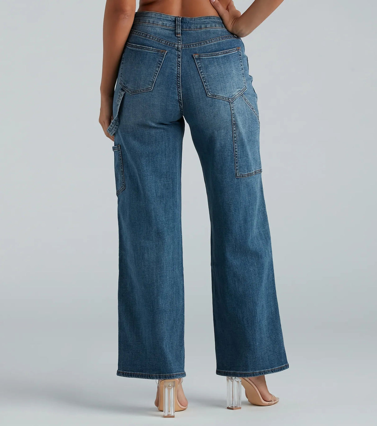 Stilfulde Vide Jeans til Kvinder med Cargo Detaljer