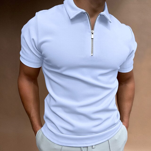 Casual Herre Poloshirt med Lynlås og Stilfuldt Design