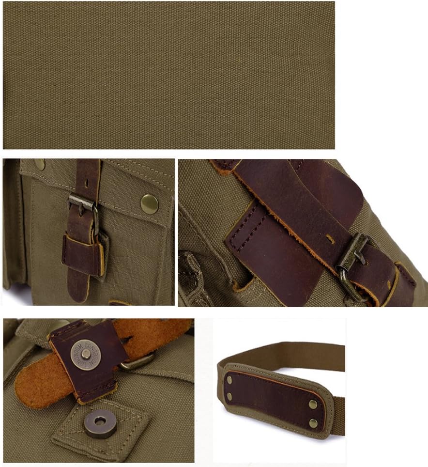 Vintage Canvas Messenger Taske til Laptops 13-17 Tommer Grøn