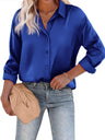 Casual Satinbluse med Knaplukning og Lange Ærmer