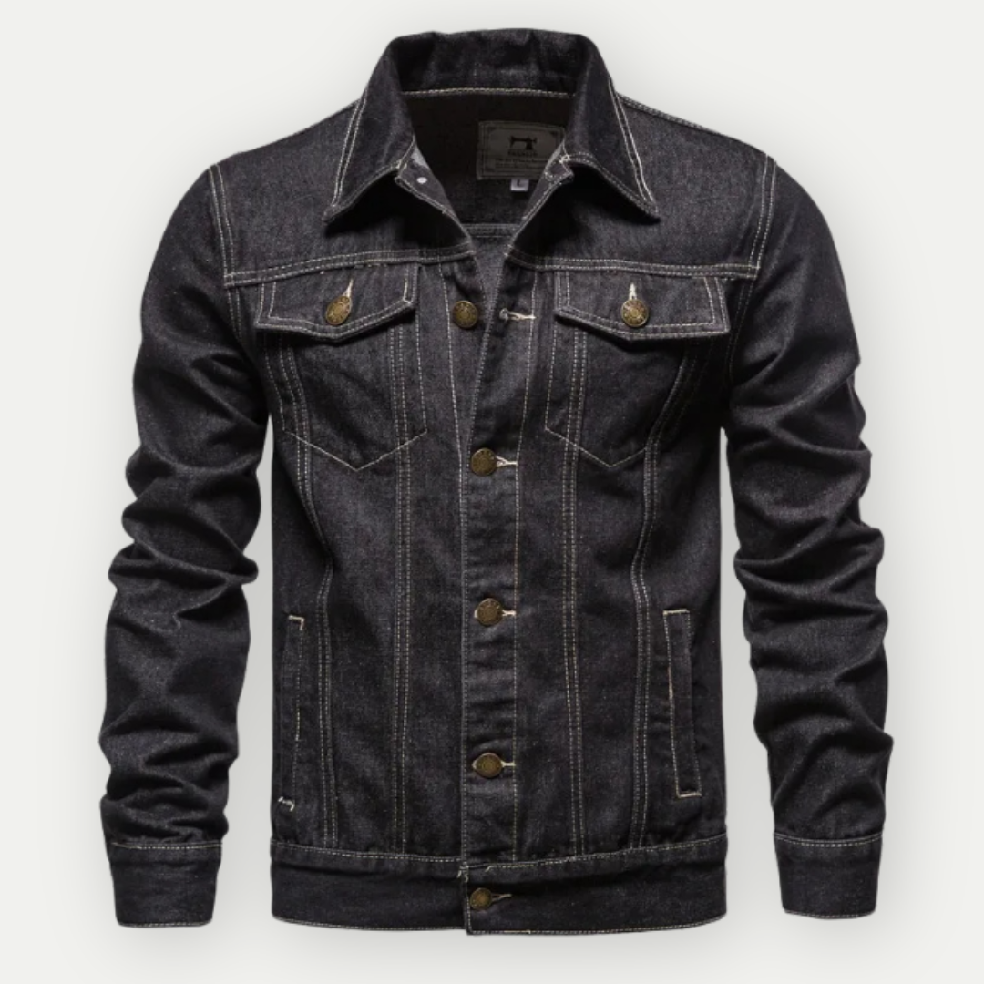 Herre Denim Trucker Jakke med Justerbar Talje