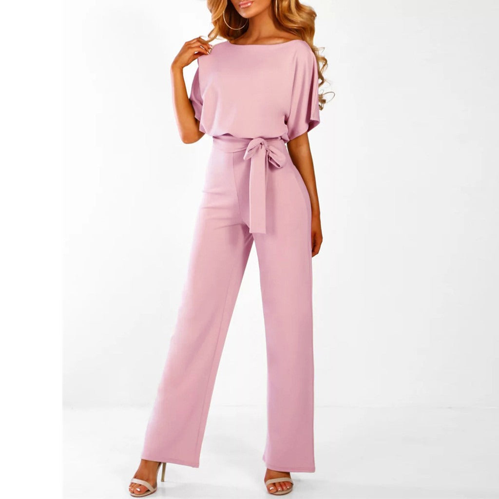 Stilfuld Jumpsuit med Vide Ben og Snøreliv