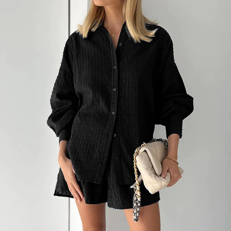 Sommer To-delt Sæt Dame Bluse og Shorts