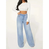 Dame Wide-Leg Jeans – Trendy Straight Jeans with High Waist