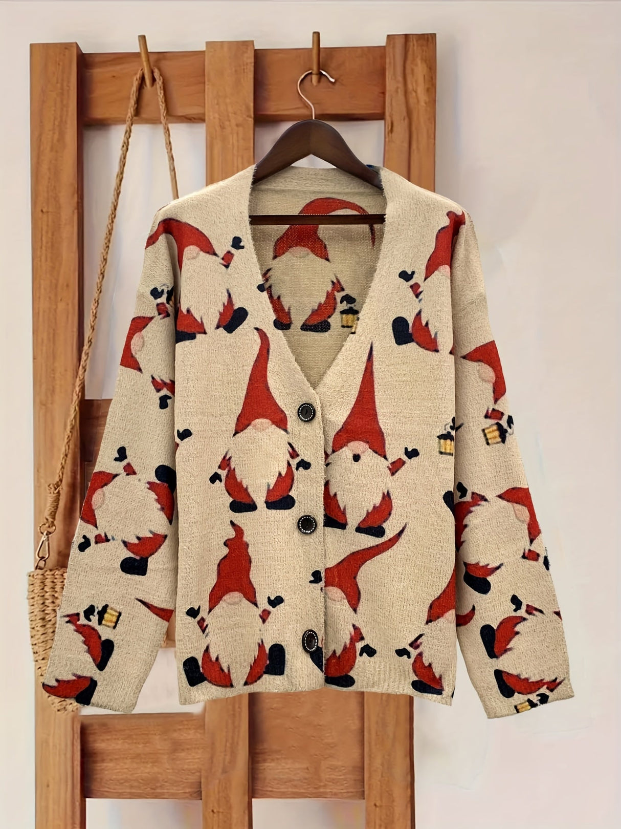 Julecardigan med rensdyr – Dame vintervest med festligt design