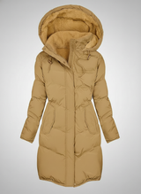 Lang Vatteret Dame Vinterjakke med Hætte – Varm & Stilfuld