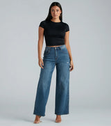 Stilfulde Vide Jeans til Kvinder med Cargo Detaljer