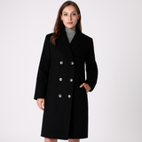 Dame Lang Frakke med Dobbelt Knaplukning – Elegant & Tidløs