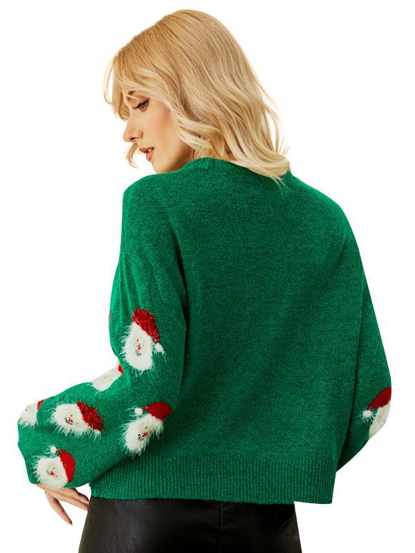 Women's Christmas Sweater – Fun Sweater with Santa Claus All-Over Print
