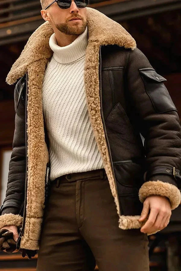 Men's Winter Jacket – Stylish Warm Jacket with Fur Collar Look
