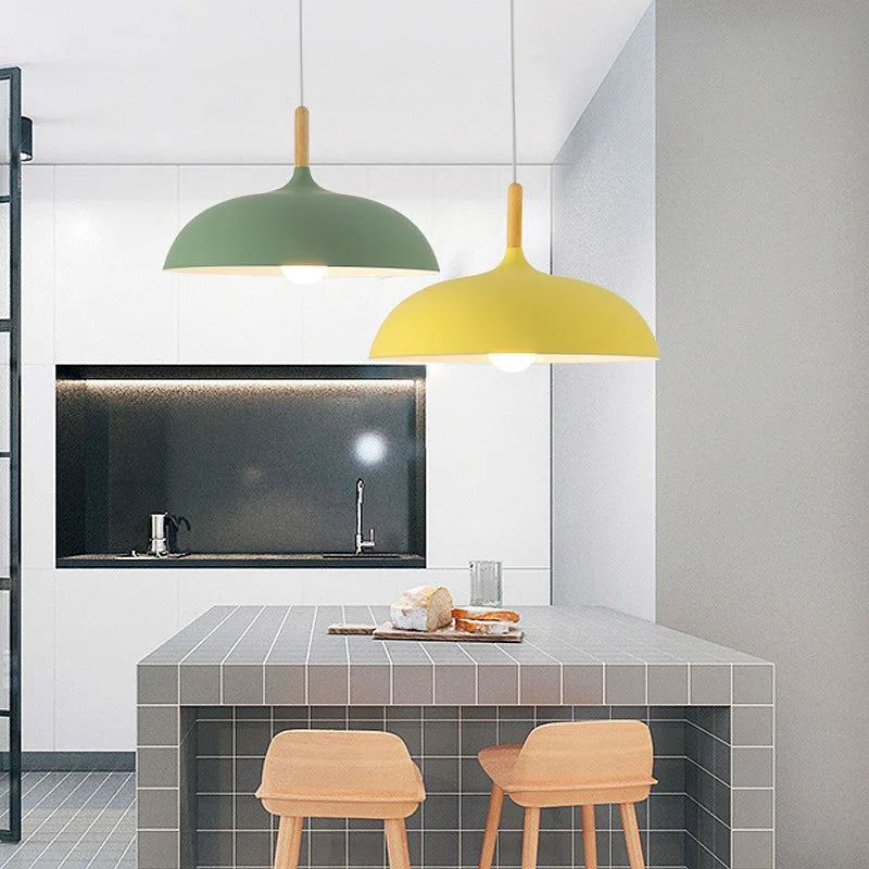 Moderne Skandinavisk Egetræ LED Loftlampe