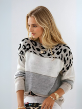 Leopard-Print Sweater med Perfekt Pasform