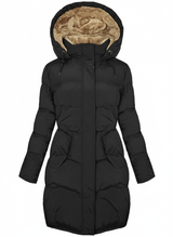 Lang Vatteret Dame Vinterjakke med Hætte – Varm & Stilfuld