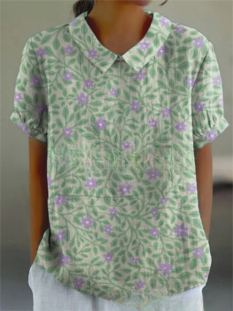 Vintage Blomsterbluse Dame | Komfortabel Pasform
