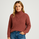 Dame Rullekrave med Ribbet Struktur – Varm, Blød & Moderne