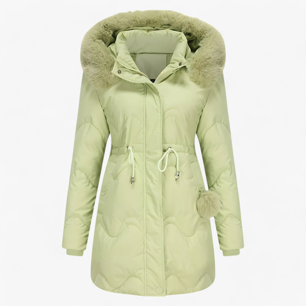 Ladies' Winter Jacket – Elegant Warm Jacket with Fur Collar and Hood