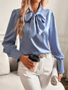 Elegant Bluse med Sløjfekrave | Luksus Polyester | Feminin Stil
