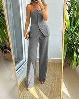 Elegant Off-Shoulder Top og Bukse Sæt