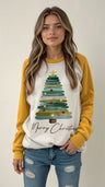 Women's Christmas Sweater – Merry Christmas Sweater with Tree Print