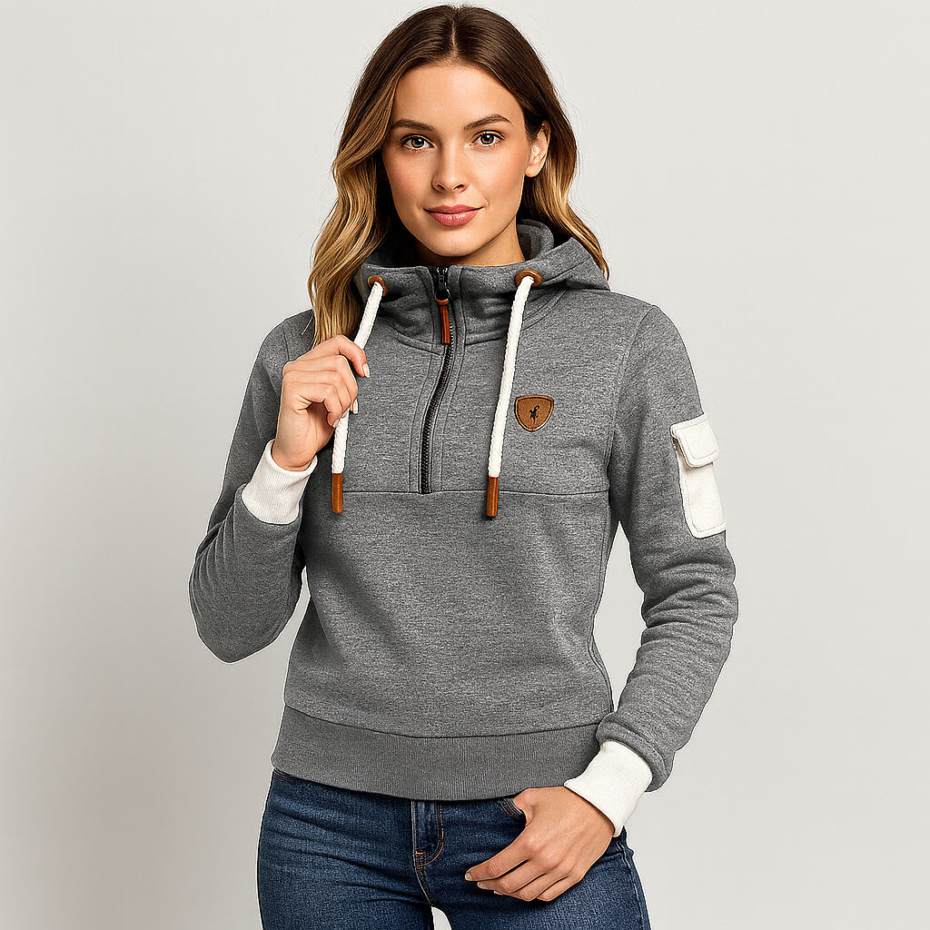 Dame Hoodie med Lynlås – Komfortabel, Stilfuld & Varmt Design