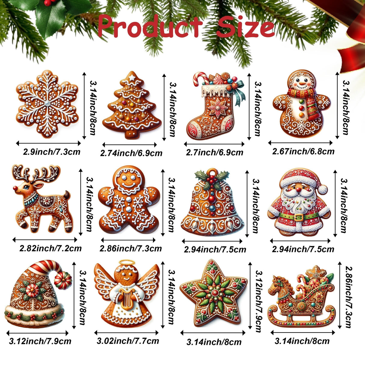 Lebkuchen Juleornamenter – Set Dekorationen für Baum & Interieur